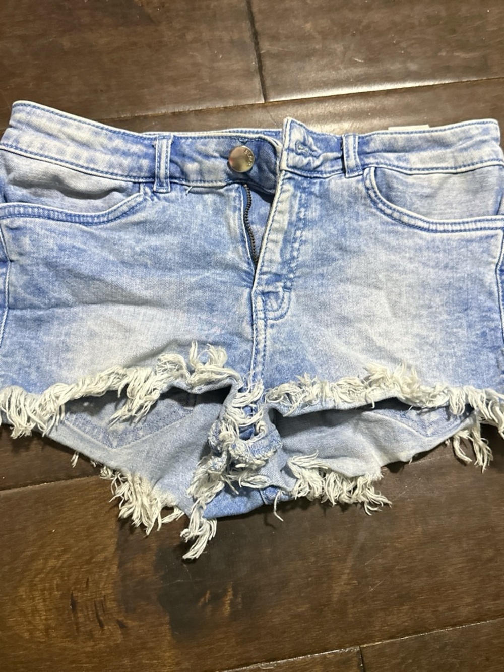 H&M Light Blue Distressed Denim Cutoff Shorts